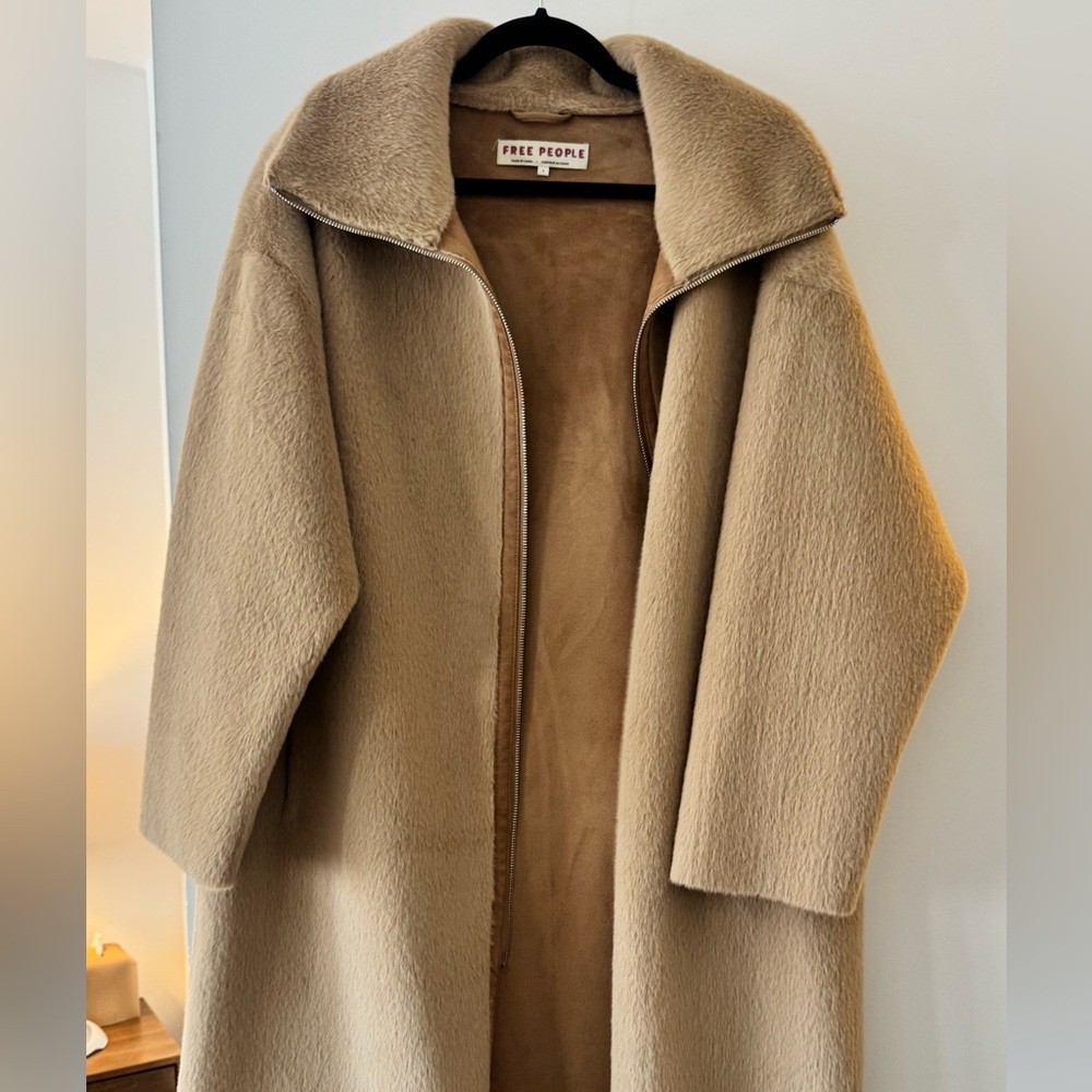Free People Tan Faux Fur Coat